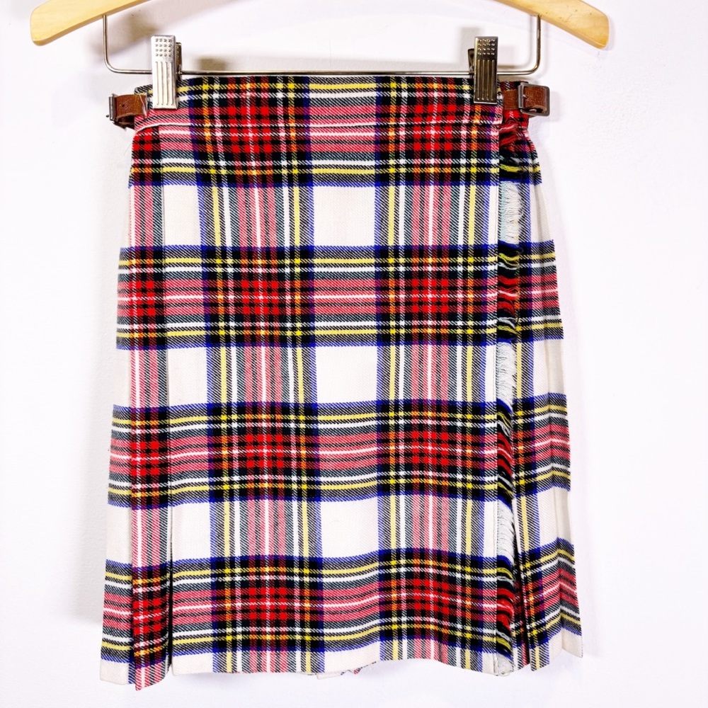 Vintage Kids Red Plaid Pleated Skirt